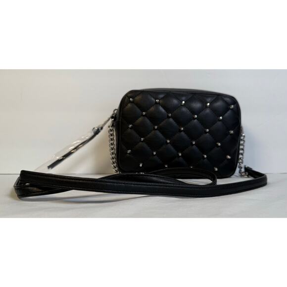 Rebecca Minkoff Black Diamond Quilted Studded Top Zip Crossbody - Picture 1 of 9